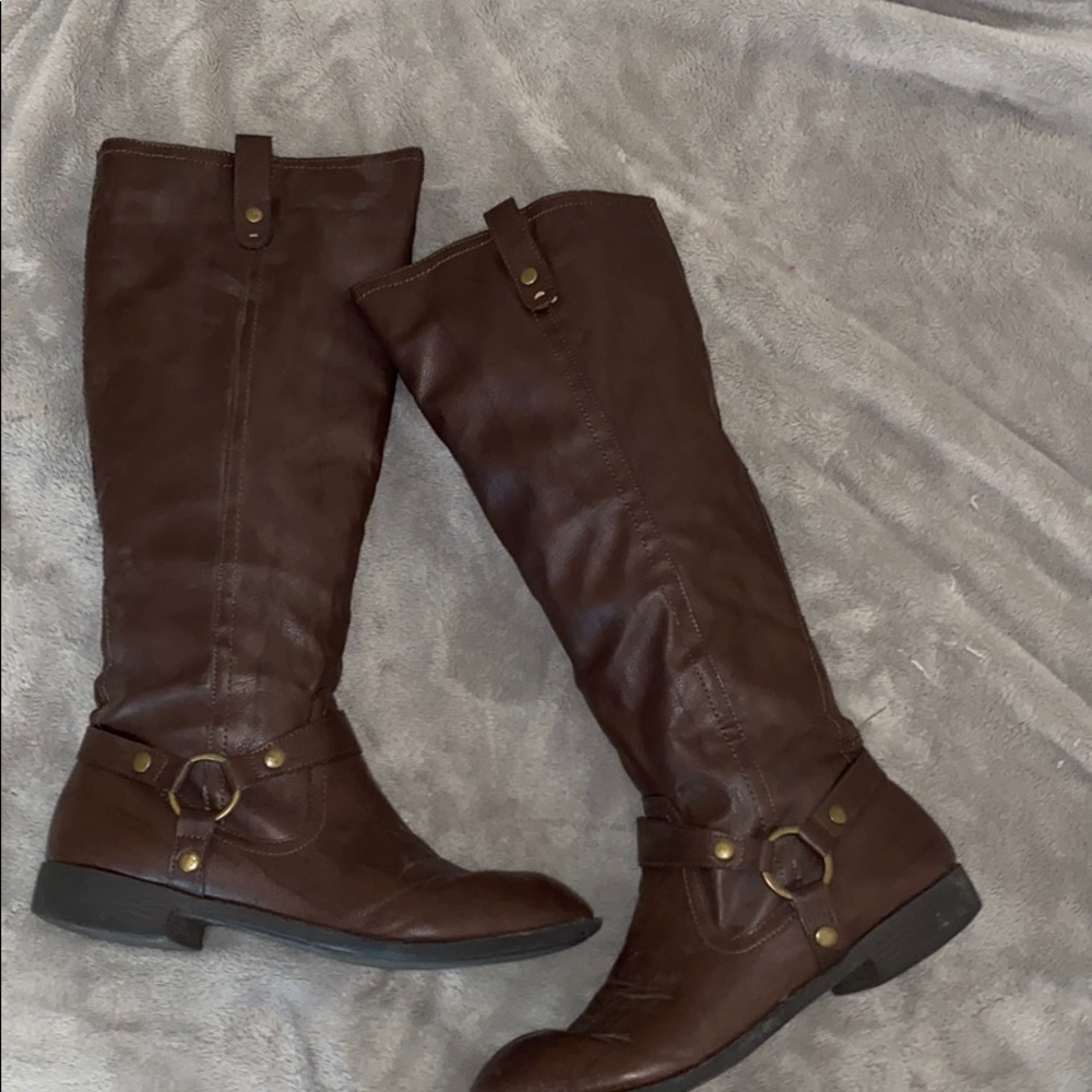 Faux Leather Brown Riding Boots